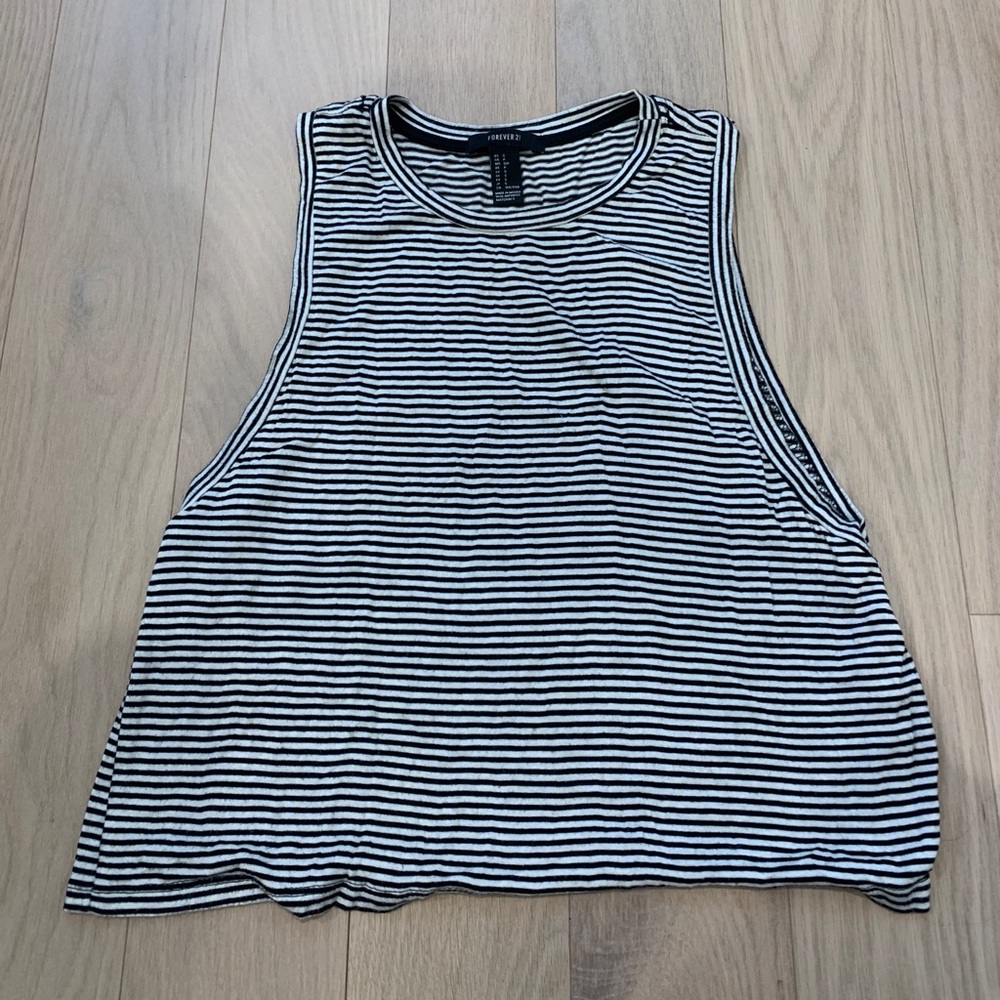 Forever 21 black and white striped sleeveless top